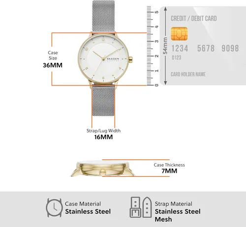 Vista 5 de Skagen Reloj minimalista de acero inoxidable para mujer