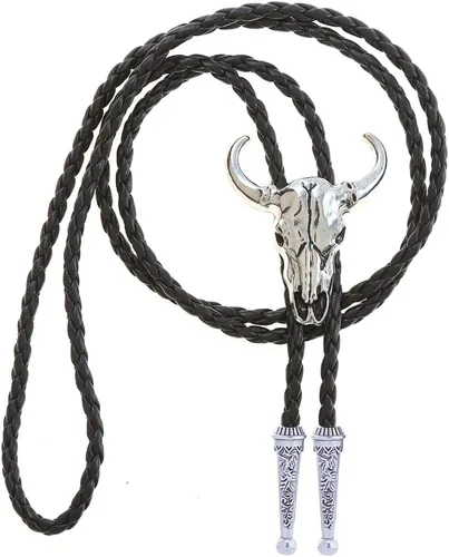 Vista 462 de Jeilwiy Corbata de bolo para hombre, corbata de vaquero occidental, collar de corbata de bolo dorado, corbata de cuero, corbata de Halloween