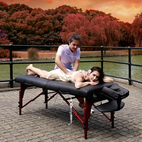 Vista 3 de Master Massage Montclair Therma Top - Mesa de masaje portátil con espuma viscoelástica y acceso Reiki, color negro