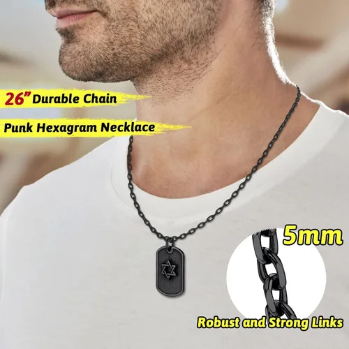 Vista 2 de FaithHeart David of Star Collar para hombres y mujeres, collar con colgante de estrella judía, acero inoxidable, amuleto hebreo, caja de regalo