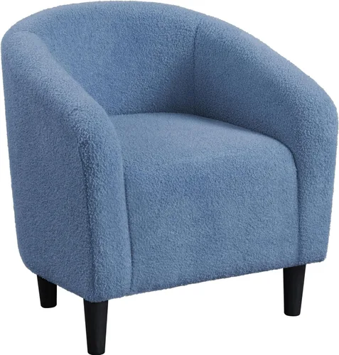Vista 24 de Yaheetech Silla Accent tipo barril, silla de club de tela de pana, elegante sillón de sherpa peludo con acolchado suave y acogedor, adecuado