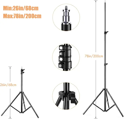 Vista 5 de Andoer Kit de iluminación fotográfica con fondos, caja de luz LED 2800K-5700K 85W, sistema de soporte de fondo de 6.5 x 10 pies, kit de iluminación