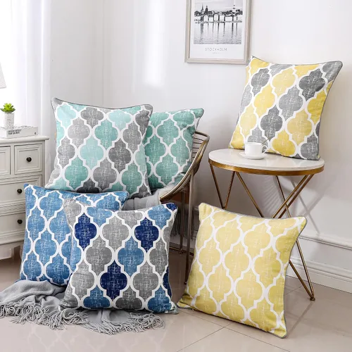 Vista 8 de Beauoop Paquete de 2 fundas de almohada para sofá, cama, sofá, casa rural, estampado de doble cara, patrón geométrico colorido enrejado marroquí