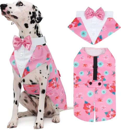 Vista 10 de Kuoser Conjunto de esmoquin para perro, traje de perro y bandana, disfraz Negro