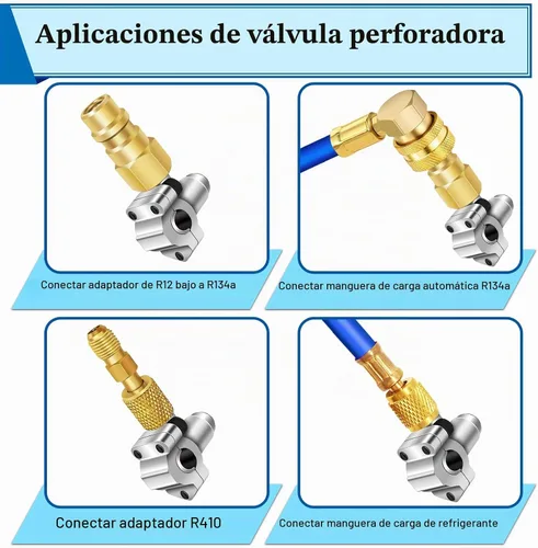 Vista 6 de A/C Kit de válvula de reequipamiento refrigerante conjunto de válvulas, con adaptador de lado bajo R12 a R134A, válvula perforadora bala BPV31