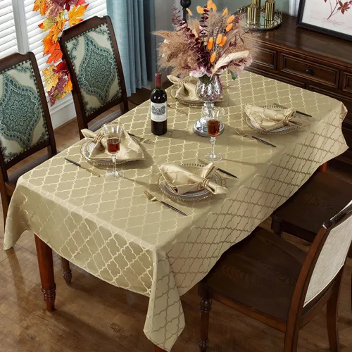 Vista 4 de SASTYBALE - Servilletas de poliéster jacquard de otoño 20x20 pulgadas - Patrón de flores, brillo otoñal, resistente a las arrugas y derrames