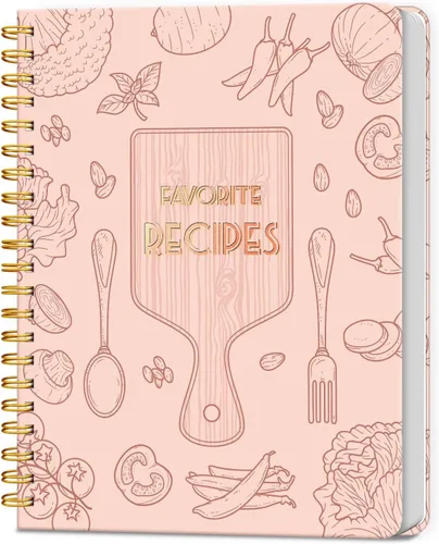 Vista 12 de LuBudingJoy Libro de recetas en blanco para escribir en tus propias recetas, organizador de recetas personal de tapa dura de página completa, diario