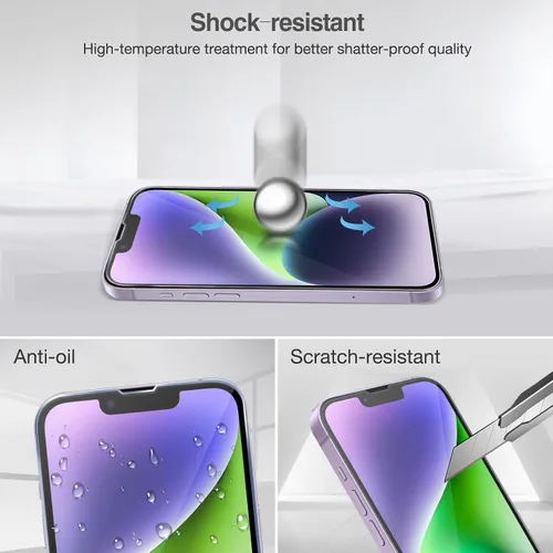 Vista 5 de ProCase Paquete de 2 protectores de pantalla para iPhone 14 Plus/iPhone 13 Pro Max de 6.7 pulgadas, protector de pantalla de vidrio templado