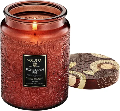 Vista 20 de Vela en frasco de vidrio grande de enebro francés y lavanda, 100 horas, 16 oz, Voluspa Coconut Wax Blend in Decorative Glass, Clean Even Burn, USA