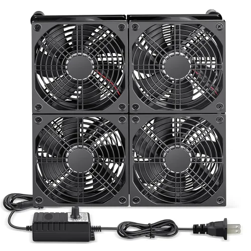 Vista 9 de Caja de PC de computadora de 9.449 in Ventilador alimentado por USB de 5 V con controlador de velocidad variable para router WiFi módem gabinete
