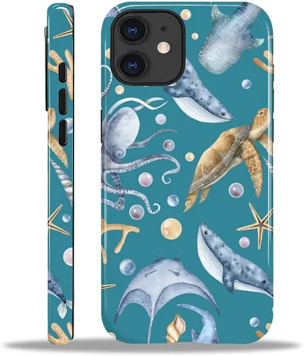 Vista 103 de Funda para iPhone 11, resistente híbrida 2 en 1, protección completa contra golpes con acabado brillante, diseño de collage de tela a cuadros