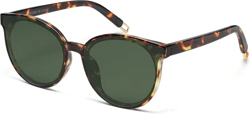 Vista 7 de SOJOS Gafas de sol redondas de moda para mujeres y hombres, estilo vintage de gran tamaño SJ2057 Tortuga ámbar/gris