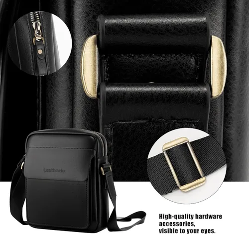 Vista 4 de Leathario Bolso cruzado de cuero para hombre bolso de hombro pequeño para hombre bolso de mensajero para el trabajo diario viajes de negocios
