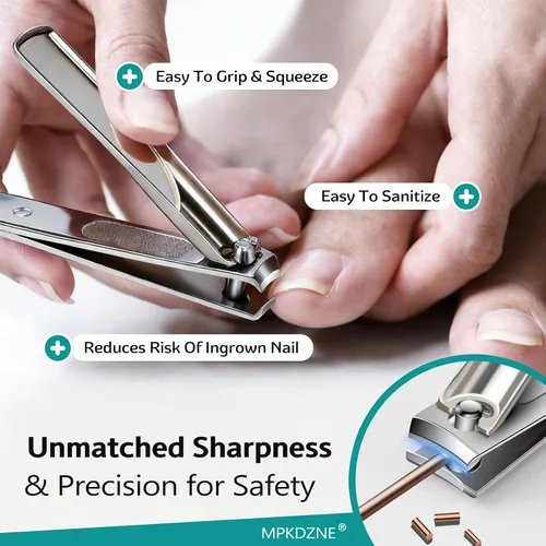 Vista 9 de Juego de cortaúñas para hombres y mujeres – Juego de manicura de acero inoxidable 5 en 1 y kit de cuidado de uñas con cortaúñas de manos y pies