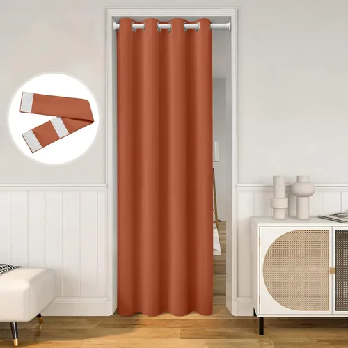 Vista 17 de HOMEIDEAS Cortinas beige para puerta, cortina de privacidad con ojales para dormitorio, 39 pulgadas de ancho x 78 pulgadas de largo, cortinas opacas