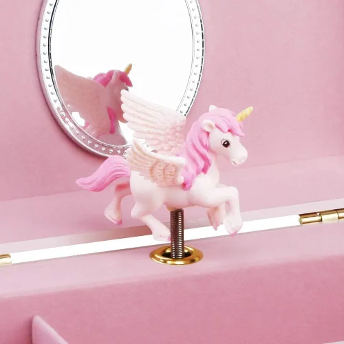 Vista 5 de RR ROUND RICH DESIGN Joyero musical para niñas con temática de bailarina y unicornio misterioso