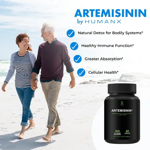 Vista 3 de HUMANX Artemisinina de 505 mg con bioperina para una mayor absorción, apoya el envejecimiento, la digestión y la inmunidad saludables, probado por