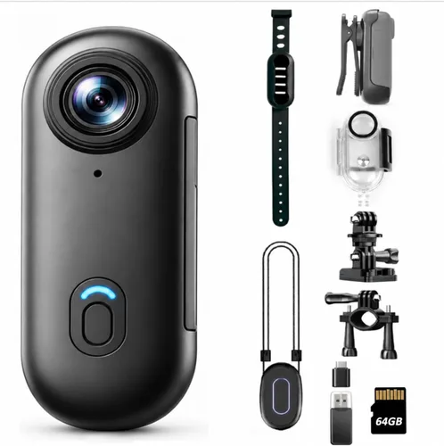 Vista 8 de Mini cámara corporal 4K de 128 GB, cámara de acción magnética del tamaño del pulgar con grabación de video y audio, manos libres, impermeable Negro