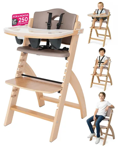 Vista 19 de Silla alta de madera con bandeja, de Abiie Beyond La solución de asiento perfecta para tu hijo como silla alta para comedor
