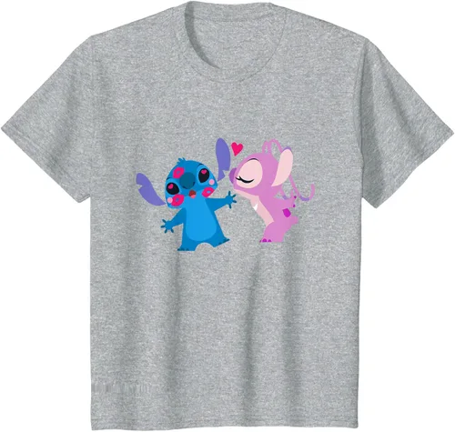 Vista 49 de Disney Stitch and Angel - Camiseta para el día de San Valentín Negro