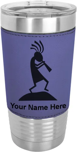 Vista 20 de LaserGram Kokopelli - Vaso aislado al vacío de 20 onzas, grabado personalizado incluido (piel sintética, gris)