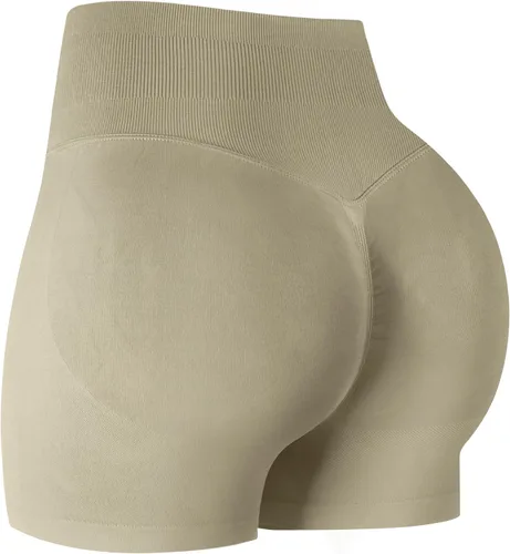 Vista 26 de ATHVOTAR Pantalones cortos de gimnasio para entrenamiento para mujeres, cintura alta sin costuras que levantan y fruncen los glúteos, pantalones