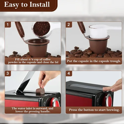 Vista 3 de Cápsulas de café reutilizables recargables para tazas Nespresso OriginalLine Rugam Food Grade Coffee Pods Refillable Espresso Capsules Filter Cup