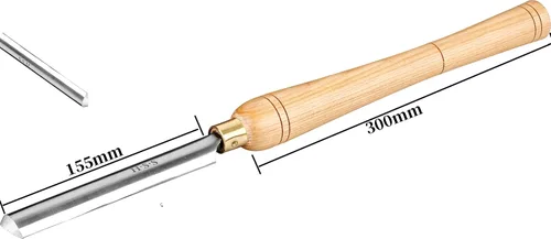 Vista 2 de DEEG Herramientas de torneado de madera de cincel de torno HSS de 1 pulgada con mango de Ashtree doméstico, virolas de latón y cuchillas de acero