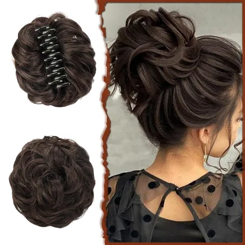 Vista 12 de SOFEIYAN Pinza de Gancho Extension de Cabello con Forma de Moño Desordenado, Cabello Ondulado y Rizado, Pinza de Gancho, Chignon, Cola de Caballo