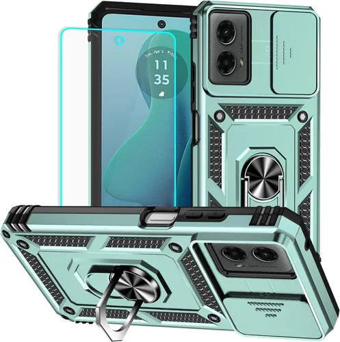 Vista 26 de Funda para Moto G 5G 2022 con protector de pantalla: resistente, soporte giratorio de grado militar 360, funda protectora a prueba de golpes