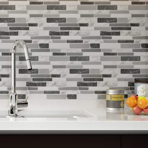 Vista 2 de Azulejos adhesivos de cocina con protección ante salpicaduras Mármol gris