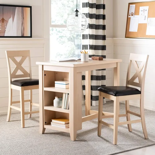Vista 5 de SAFAVIEH Home Everest - Juego de 3 estantes de almacenamiento de madera lavada, color blanco lavado