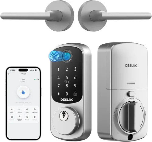Vista 19 de DESLOC Cerradura de puerta inteligente de huella dactilar B200, cerrojo de Negro