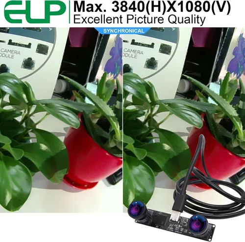 Vista 6 de ELP Cámara USB de doble lente de 4 MP, gran angular, 1080P 60 fps, Lightburn, mini UVC USB2.0 grabador láser módulo de cámara para computadora