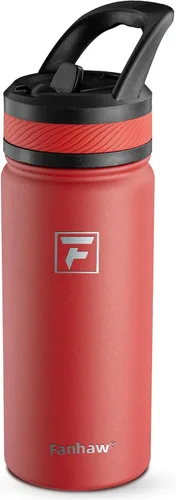 Vista 27 de Fanhaw Botella de Agua Aislada para Niños de 18 Oz con Tapa de Pajita – Acero Inoxidable de Doble Pared al Vacío, A Prueba de Fugas, Botellas