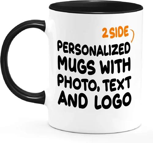 Vista 3 de Tazas de café personalizadas tazas de cerámica personalizadas añadir imagen crear logotipo con texto 11oz