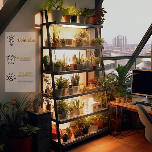 Vista 2 de Rocoking Luces de cultivo para plantas de interior, lámpara de cultivo de panel ultrafino, 158 luces LED de espectro completo para plantas debajo