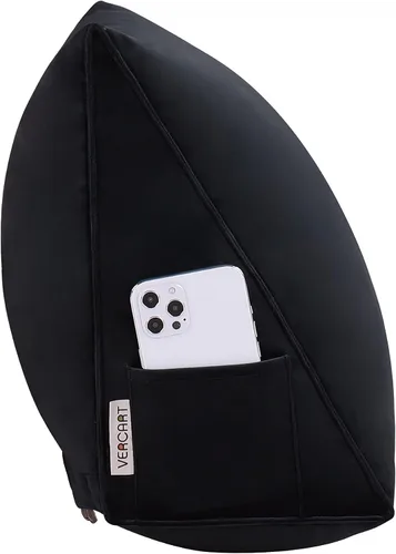 Vista 2 de VERCART Almohada triangular de cuña para cama con respaldo y respaldo para lectura lumbar y sentarse, almohadas decorativas para sofá con funda