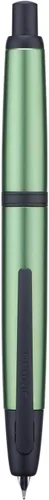 Vista 15 de Jinhao 10 Press Pluma estilográfica con caja, punta mediana retráctil de oro mate cepillado con juego de convertidor de tinta (clip dorado)