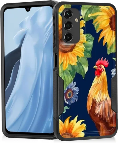 Vista 103 de Funda para Galaxy A14 5G, resistente de doble capa híbrida de policarbonato duro, goma suave, a prueba de golpes, funda protectora resistente