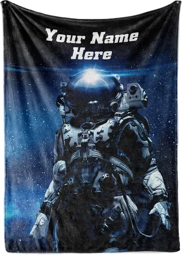Vista 7 de Manta personalizada con diseño de cohete para niños, bonita manta con nombre personalizada para niños y niñas, divertido espacio exterior, galaxia