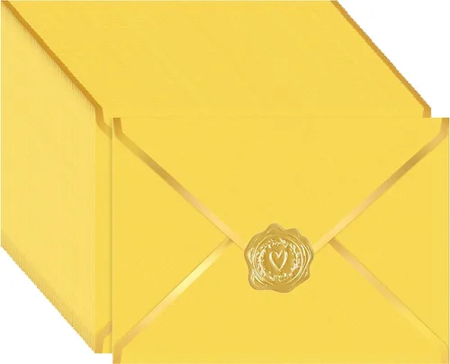 Vista 10 de Paquete de 100 sobres A7 de 5 x 7 para invitaciones, 7.18 oz de cartulina gruesa brillante 4 x 6 con solapa en V y sellador de lámina dorada, sobre