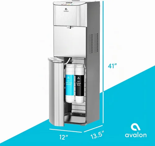 Vista 4 de Avalon dispensador de agua refrigerada, agua sin botella, de limpiado automático y grado comercial. 3 configuraciones de temperatura. Agua caliente