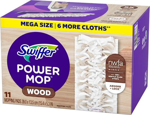 Vista 10 de Swiffer PowerMop - Recambios de almohadilla de trapeador de madera para limpieza de pisos, 11