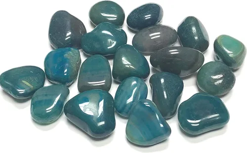Vista 6 de Ágata teñida pulida, piezas grandes de 1 pulgada con bolsa de terciopelo (1 libra, azul)