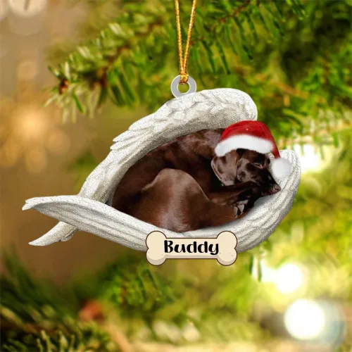 Vista 90 de Afghan Hounds - Adorno de Navidad con alas de ángel durmiente, recuerdo personalizado para perros 2024, adorno de forma acrílica, regalos