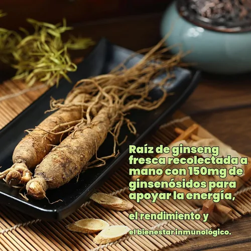 Vista 4 de Extracto de raíz de ginseng panax rojo coreano, 7,500 mg en porción, 240 cápsulas blandas - 150 mg de ginsenósidos activos