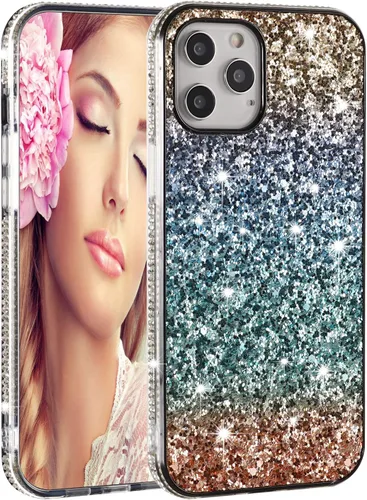 Vista 19 de Solomo Funda para iPhone 11 Pro, funda protectora gradual de arcoíris brillante de lujo con purpurina y parachoques de TPU suave para iPhone 11 Pro