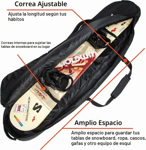 Vista 3 de Combo de bolsas acolchadas para botas de snowboard y tabla, Almacén y transporte de snowboard de hasta 165 cm y botas hasta la talla 13, Bolsas