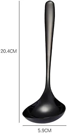 Vista 2 de Paquete de 2 cucharones de sopa negros 304 de acero inoxidable para servir salsa de cocina